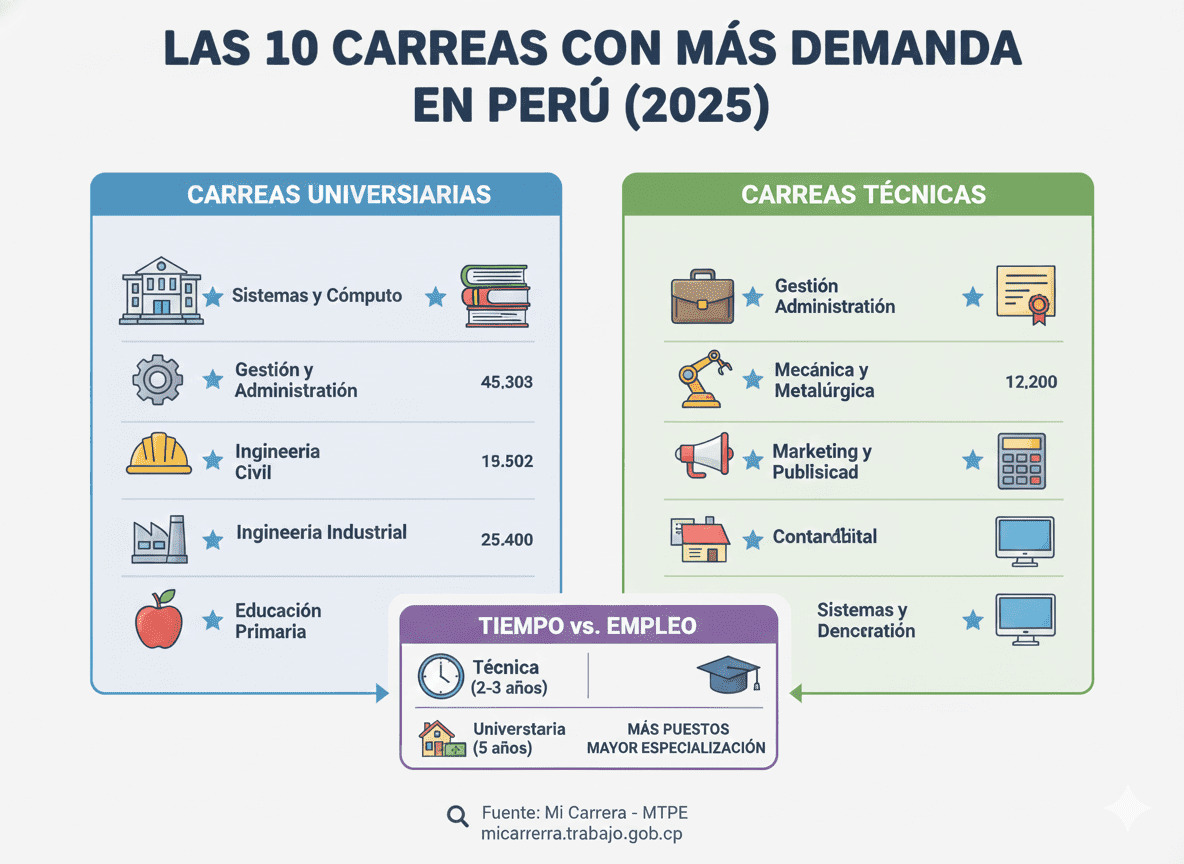Las 10 Carreras con Mayor Demanda Laboral en Perú para el 2025: ¿Qué ...