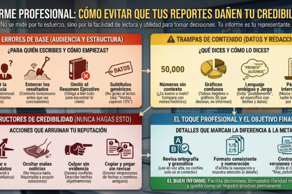 Errores en informes de trabajo que te hacen ver poco profesional