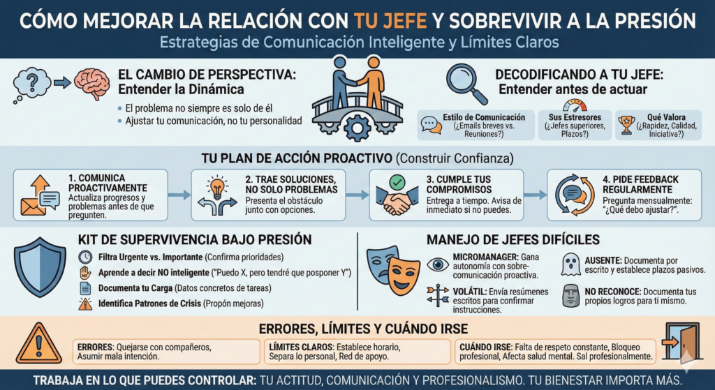 Cómo mejorar tu relación con tu jefe y manejar la presión laboral